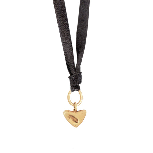MINI PEBBLE HEART LTHR