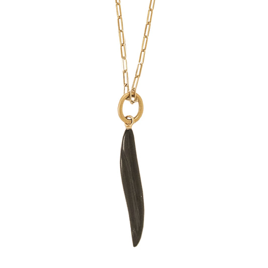 LEAVES LONG PENDANT ONYX